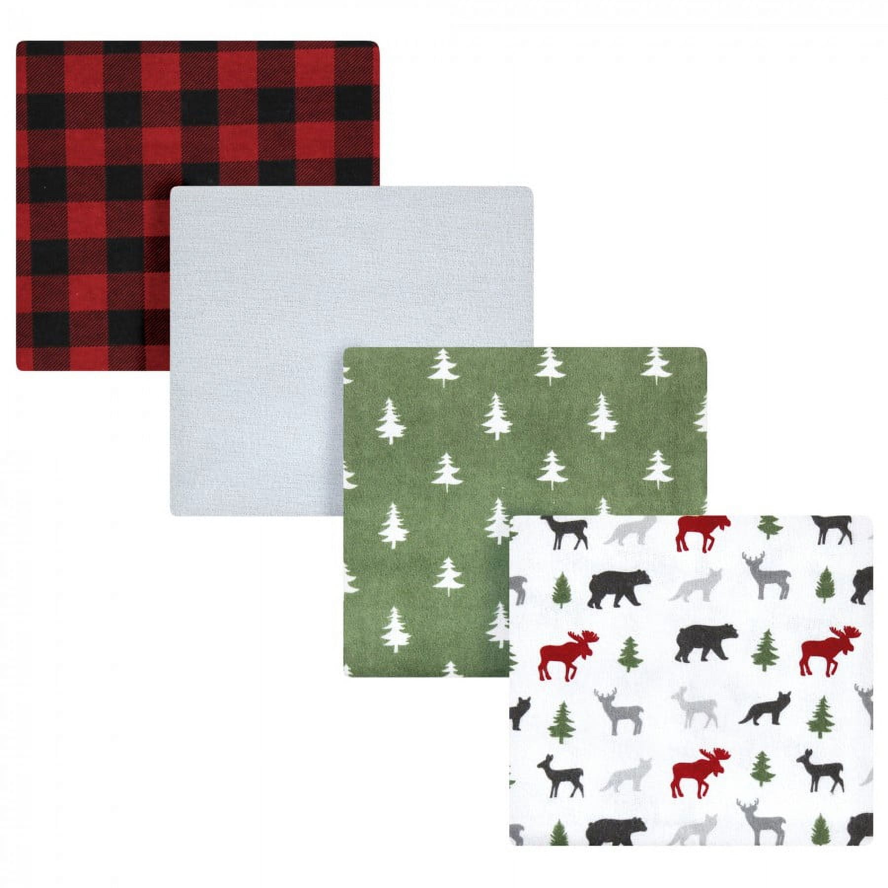 Hudson Baby Cotton Flannel Receiving Blankets Bundle Set, Christmas Scene Woodland Christmas, One Size