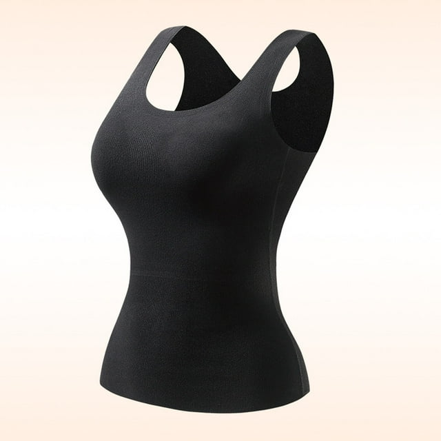 Ropa interior térmica Tops de moda para mujer de invierno sin mangas de cuello redondo cómodas camisetas sin mangas lisas regulares blusa de poliéster para mujer