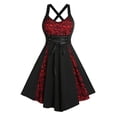 thumbnail image 3 of Huowey Gothic Dresses Womens Halloween LaceâUp Waist Fancy Cosplay Party Gown V-Neck Spaghetti Strap Eye-Catching Halloween Dress,Red,L, 3 of 3
