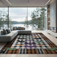thumbnail image 2 of ODIKA 8'x10' Washable Area Rug Non-Shedding, Easy Care, Halloween Bat Welcome Checkered Plaid Spooky Layered Door Front for King Size Bedroom Under Bed, Master Suite, 2 of 7