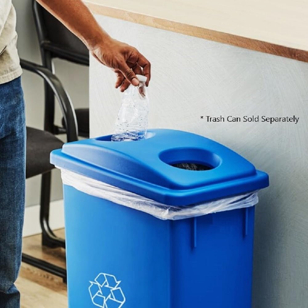 TrueCraftware- 23 Gallon Recycle Trash Can Bottle/Can Lid only 20-2/3" x 11-3/5" x 3" Blue Color- Wastebasket Garbage Bin Lid Recycling Bin Cover Kitchen Bathroom Bedroom Office Trash Can