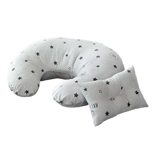 Almohada de lactancia para bebés en apariencia de U, almohada para , soporte para bebés Cojín de cinturo de alimentación transpirable Almohada estrellas blancas