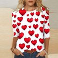 thumbnail image 2 of Annhoo Valentine's Day 3/4 Sleeve Shirts for Women Plus Size Casual Crewneck Tops Fashion Graphic Printed T-Shirts, 2 of 5