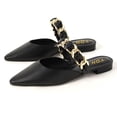 thumbnail image 3 of YDN Women Graceful Pointed Clossed Toe Slip On Mules Chain Strap Low Heel Sandals Casual Dressy Indoor Shoes Size 12 Black, 3 of 5