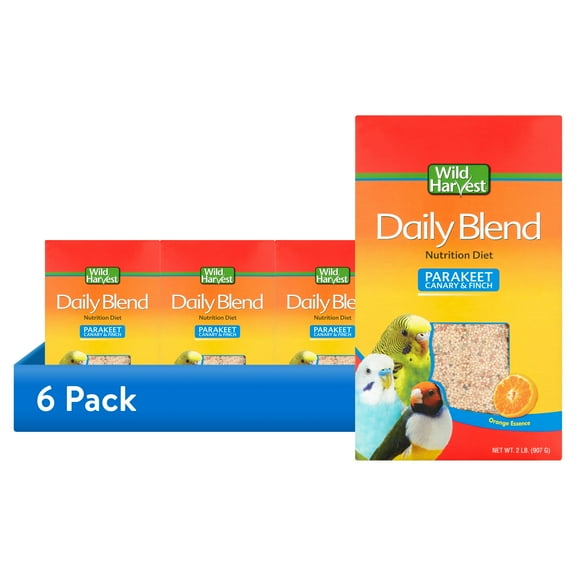 (6 pack) Wild Harvest Daily Blend Bird Food for Parakeet, Canary & Finch, 2 lb