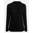 thumbnail image 6 of Scenario Women's Shirred Mock Neck Top with Long Sleeves, Sizes XS-XXXL, 6 of 6