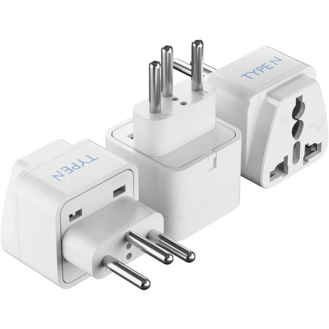Adaptador de enchufe de viaje Ceptics Brazil tipo N, paquete de 3