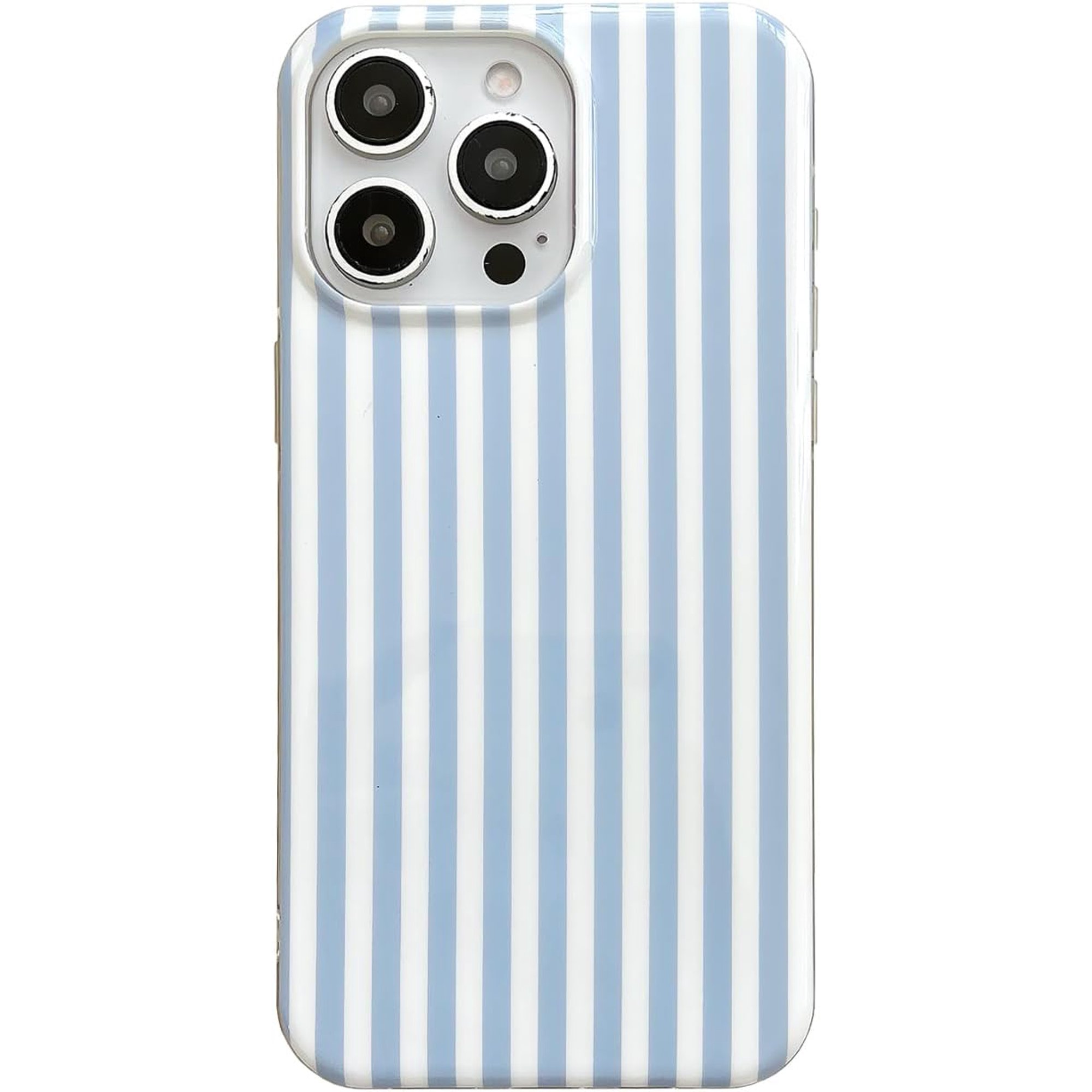 Aesthetic Striped Phone Case for iPhone 14 Pro 6.1", Classic Retro Vertical Line Girls Women Trendy Chic Cute Protective Cover, Blue and White