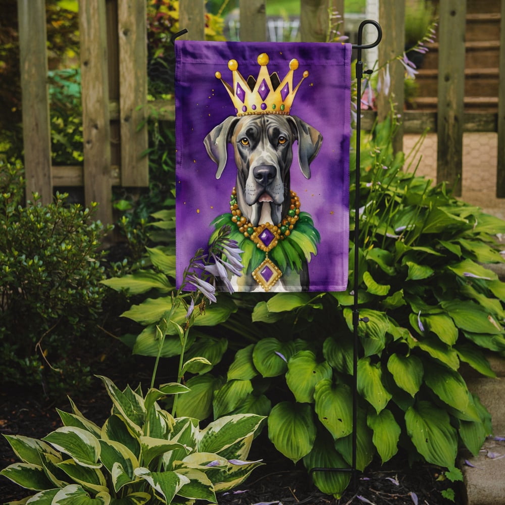 Great Dane King of Mardi Gras Garden Flag 11.25 in x 15.5 in