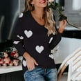 thumbnail image 3 of Aoochasliy Womens Sweaters Pullover Clothes Oversized V Neck Love Printing Casual Loose Knit Tops, 3 of 6
