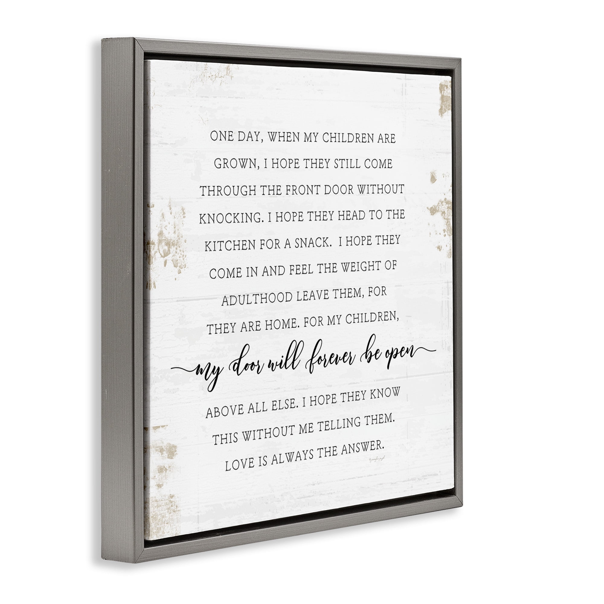 Stupell Industries Homely Parenting Phrase Inspirational Painting Gray Floater Framed Canvas Art Print Wall Art, 25 x 25