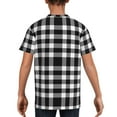 thumbnail image 5 of Wukai White And Black Plaid Youth Unisex Short Sleeve T-Shirt for Boys, Girls, Teens, and Kids-X-Small, 5 of 7