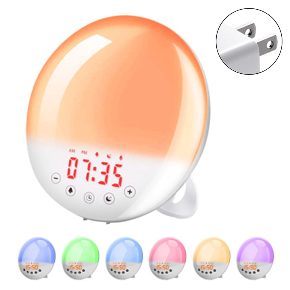 Wake Up Light Sunrise Alarm Clock, 7 Colors Bedside Night Light with