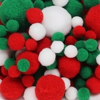 Fuzzy Pom Poms Balls, 120 Pcs Assorted Sizes Mini PomPoms for Crafts Jewelry Making Christmas Colors