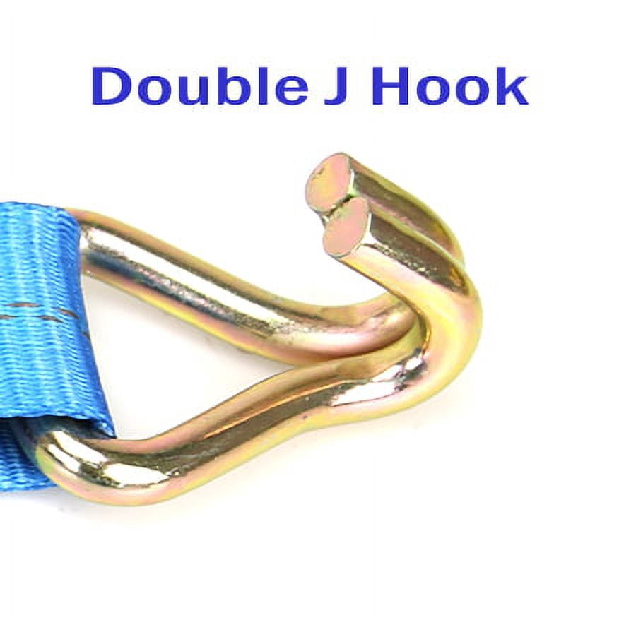 Boxer (4)  DOT HD 2" x10' Tire Strap J Hook Tie Down w/Ratchet Car Hauler US Made