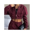 thumbnail image 4 of Conjunto Deportivo Informal de 2 Piezas para Mujer, Sudadera con Capucha y Pantalón Deportivo, Ideal para Viajes y Aeropuertos. Conjuntos de Estar por Casa. Rojo Oscuro S, 4 of 9