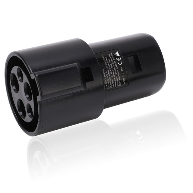Charging Adapter 80A 240V AC J1772 Mobile Charger Adapter Replacement for Tesla Model 3 S X Y. A black thermoplastic adapter with a cylindrical design, featuring a J1772 connector for compatibility with Tesla vehicles. Rated for 80 amps and 240V AC, it includes an IP54 protection rating for water resistance and operates in temperatures from -30°C to 50°C. Designed for safe and efficient charging, it is flame retardant with a UL94 V-0 rating.