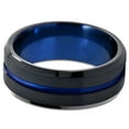 thumbnail image 2 of P. Manoukian Tungsten Wedding Band Ring 8mm for Men Women Blue Black Beveled Edge Brushed Polished Lifetime Guarantee Size 10, 2 of 4