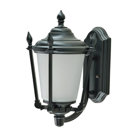 

Aspen Creative 60007 One-Light Medium Outdoor Wall Light Fixture with Dusk to Dawn Sensor Transitional Design in Black 14 1/4 High