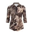 thumbnail image 2 of Uorisanigo Camo Forest Womens Long Sleeve Golf Polo Shirts Size S Comfortable Moisture Wicking Casual Tennis Activewear Fashionable Soft 3/4 Roll Sleeve Athletic Tops with Zipper, 2 of 7