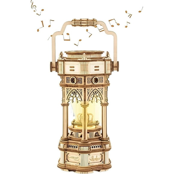 Robotime 3D Wooden Puzzle for Adults Child, Victorian Style Vintage Lantern Music Box, Self-Assembly Craft Toy Model Kits, Antique Decoration for Home