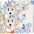 thumbnail image 1 of Metal Light Switch Plate Cover Mystical Floral Butterfly Garden Sketch FLW119, 1 of 13