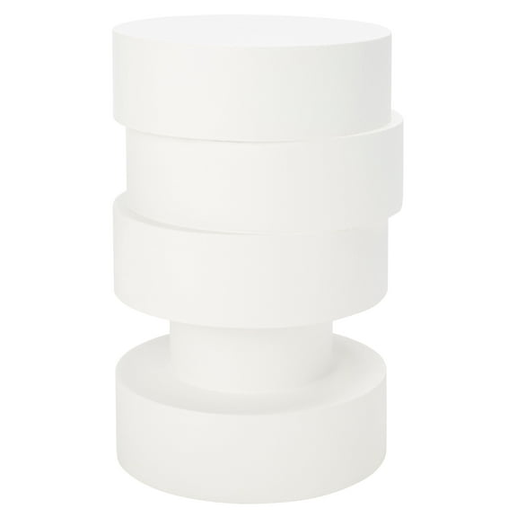 SAFAVIEH Tyce Modern Style White Round Accent End Table (11.8 in. W x 11.8 in. D x 18.5 in. H)