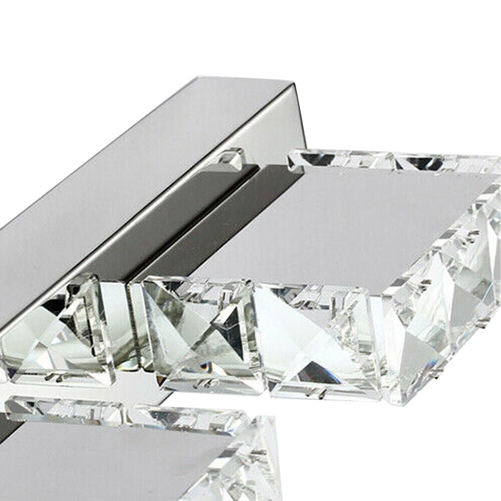 LED Modern Bathroom Vanity Lights Over Mirror Bathroom Vanity Lights Fixtures 4 Lights Crystal Stainless Steel Bath Wall Lighting Mirror Light (4 Square Lights Cold White)