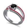 thumbnail image 2 of 2.50 Carat Sparkle Round Cut Black Onyx & Red Ruby Gemstone Anniversary Ring for Women Solid 14K White Gold Size 7.5 by Diamond-Capitals, 2 of 8