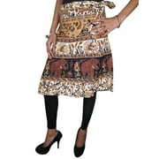 Mogul Women's Wrap Around Skirt Animal Print Knee Length Wrap Skirts