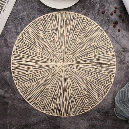 

DanceeMangoo 6/4PCS Round Placemats Restaurant Hollow PVC Decoration Meal Mat Anti-hot Dining Table Line Mat Steak Plate Pad