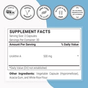 SuperSmart Urolithin A - Postbiotic Supplement from Pomegranate Extract | Non-GMO & Gluten-Free - 60 Vegetarian Capsules