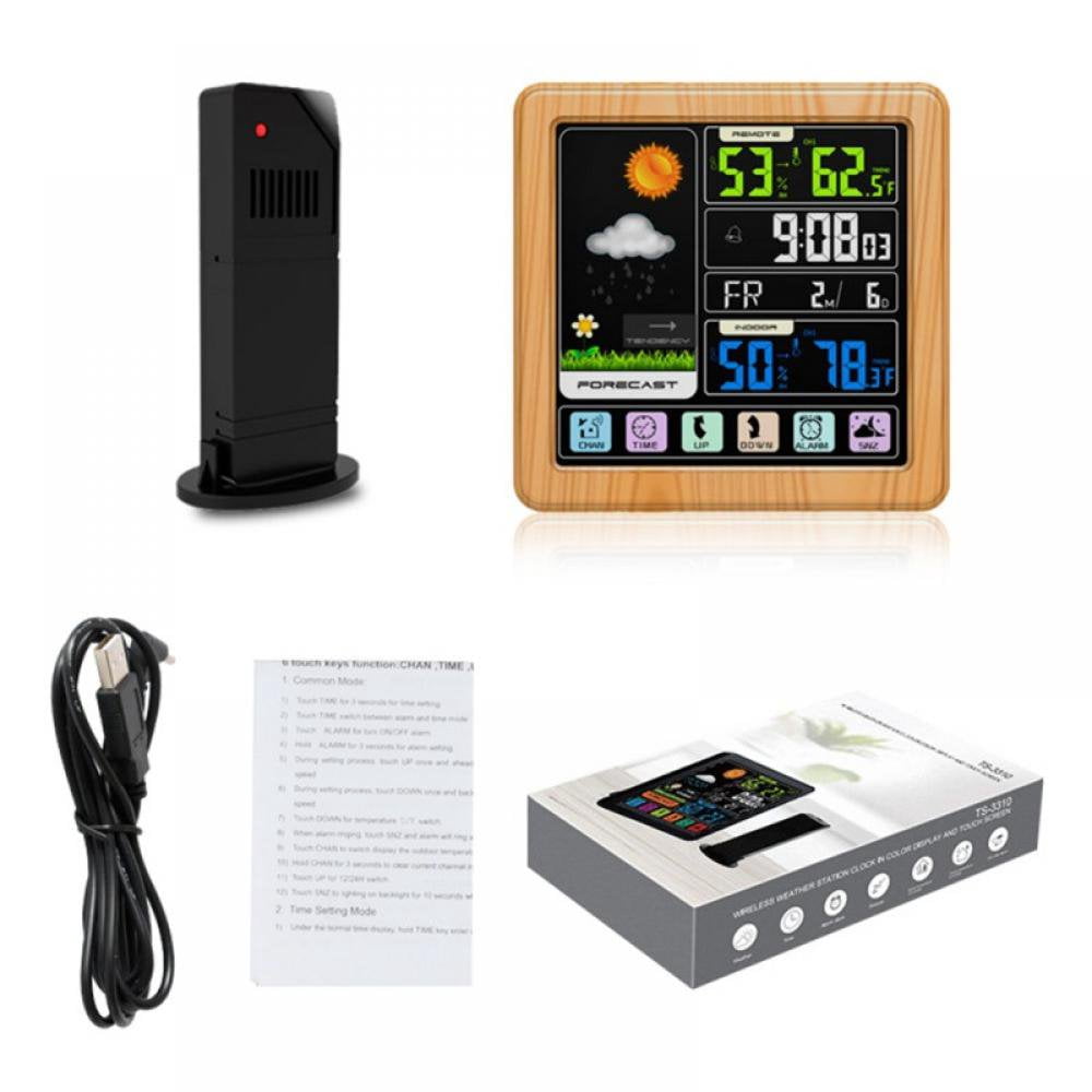 KEINXS Full Weather Clock Weather Station Indoor Outdoor Color Display Weather Atomic Clock