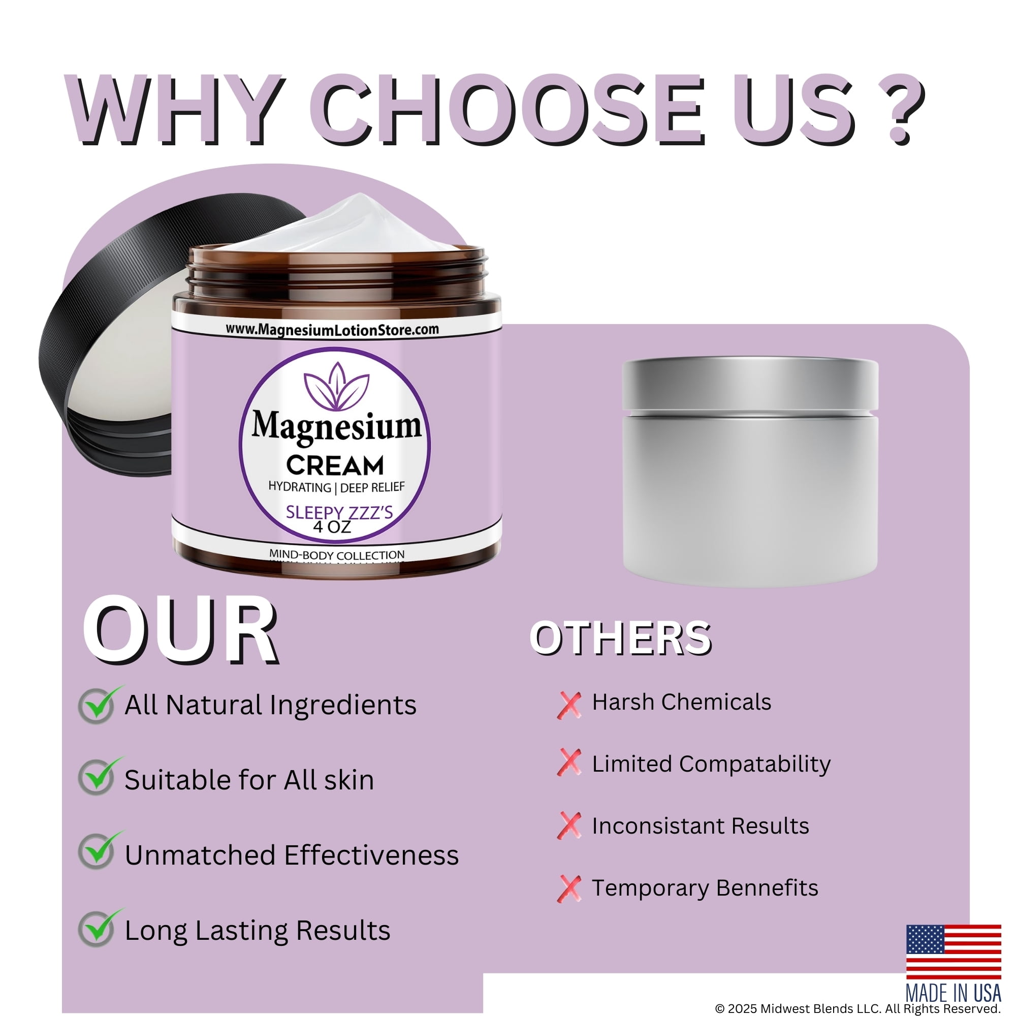 Magnesium Cream with Dead Sea Minerals – Fast Absorbing Topical Body Lotion – Lightweight, Non-Greasy Skin Moisturizer – Made in USA - SleepZZZ Scent
