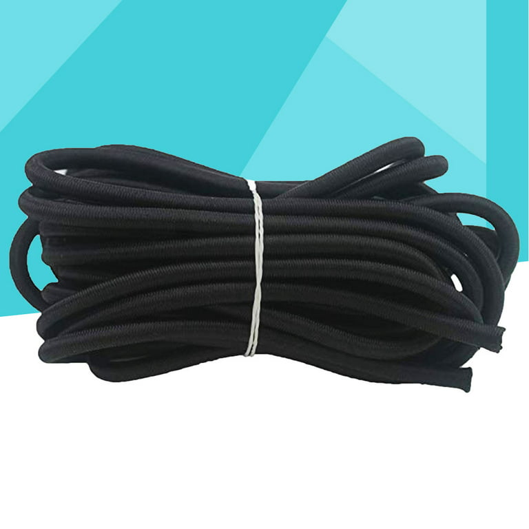 6Meters Strong Elastic Rope Bungee Cord Stretch String Outdoor Project for  Tent Kayak Boat Bag Luggage(Black, 6mm)