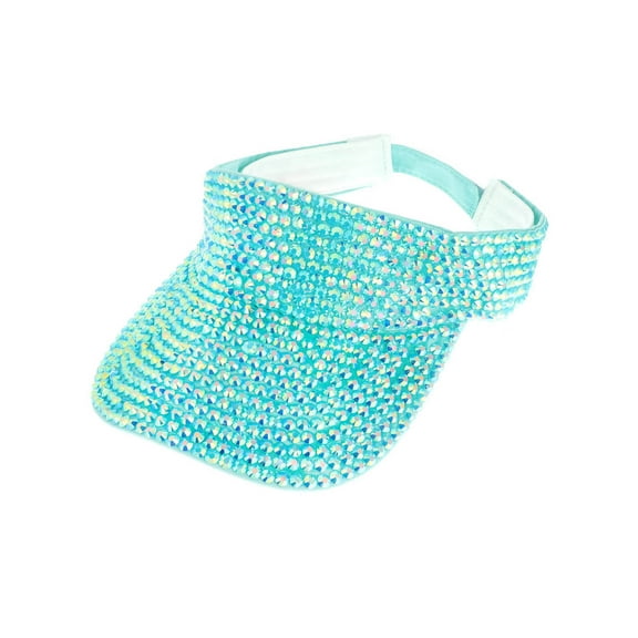 Top Headwear Women's Full Rhinestone Visor, Bling Sun Hat, Aqua