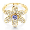 thumbnail image 3 of Gem Stone King Blue Tanzanite Keren Hanan ART 18K Yellow Gold Plated Silver Flower Ring for Women (1.28 Ct Round, Gemstone Birthstone, Available in Size 5, 6, 7, 8, 9), 3 of 5