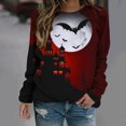 thumbnail image 2 of HKEJIAOI Chemise d'Halloween pour Femmes Manches Longues Col Rond Imprimé Graphique Décontracté Célébration d'Halloween Haut Rouge-A2, 2 of 5