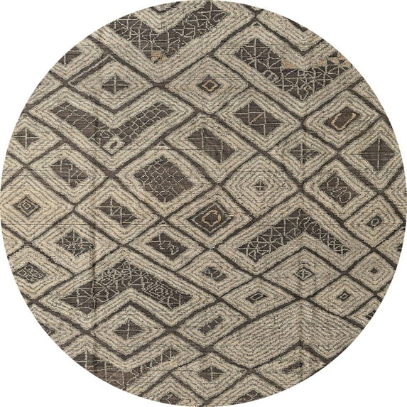 Ahgly Company Machine Washable Indoor Round Abstract Coffee Brown Area Rugs, 6' Round