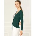 thumbnail image 4 of Women's Tie Front Metallic Ruffled Long Sleeve Open Cardigan, 4 of 6
