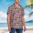 thumbnail image 3 of Pofeuu Retro Cassette Print Hawaiian Shirt for Men Sleeves Casual Button Down Summer Beach Dress Shirts T-Shirts,3X-Large, 3 of 7