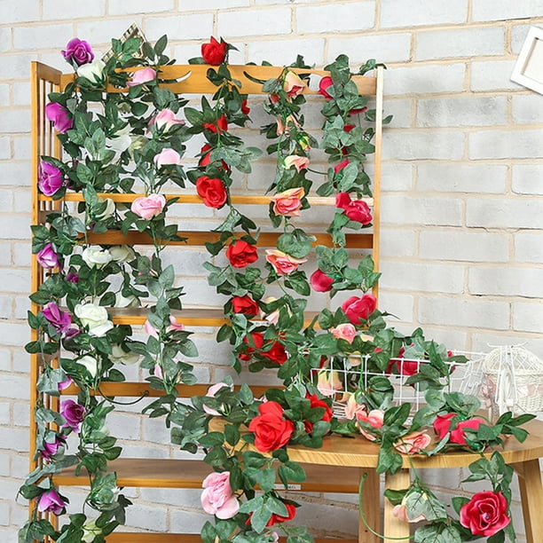Windfall Artificial Rose Vine Silk Flower Garland Fake Hanging Plants For Indoor Outdoor Home Wedding Arch Garden Wall Decor 16 Heads Artificial Rose Flower Vines Home Decor Walmart Com Walmart Com