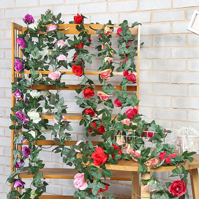 Gwong Decoración hogareña 16 cabezas artificial rosa flor viñas casero boda jardín pared colgando decoración Gwong 21036206