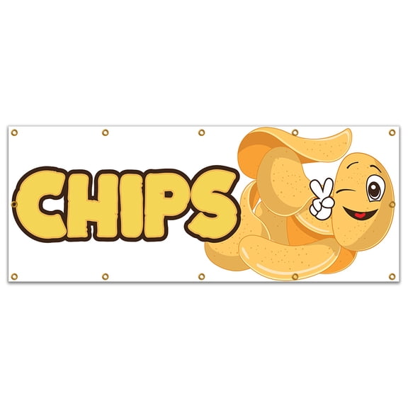 Chips 2 120" Banner Concession Stand Food Truck Single Sided