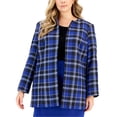 thumbnail image 1 of Kasper Womens Plaid Blazer Jacket, Black, Plus Size, 20W, 1 of 1