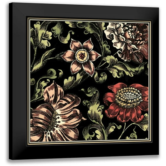 Vision Studio 12x12 Black Modern Framed Museum Art Print Titled - Small Floral Fancy III