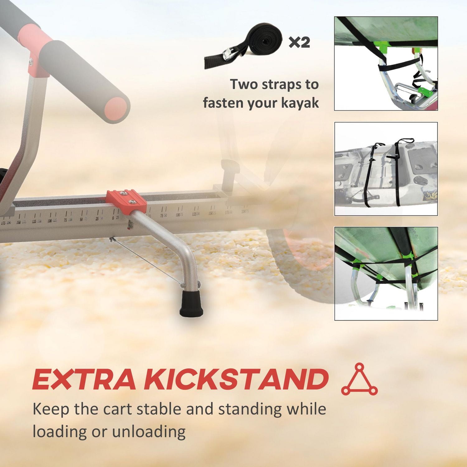 Soozier Kayak Cart with Adjustable Width and Large Wheels, Red