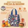 thumbnail image 5 of Pioneer Flower Floral Print Pattern Insulated Lunch Bag for Women & Adults,Large Portable Soft Cooler Lunch Bag,Thermal Food Storage Tote with Pearl Cotton,8.66L,8.75x5.75x9.5 Inch, 5 of 6