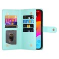 thumbnail image 5 of Decase for iPhone 15 Pro Case, Zipper Wallet Leather Case with Money Pocket 9 Card Slots Wrist Strap, Purse Clutch with Magnetic Flip Case for iPhone 15 Pro,Mint, 5 of 9