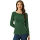 thumbnail image 1 of Blusa básica de manga larga con cuello redondo y frente giratorio para mujer Verde Oscuro S, 1 of 6